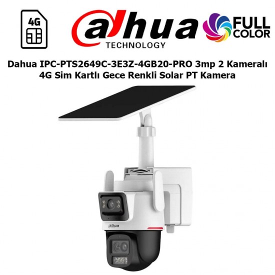 Dahua IPC-PTS2649C 3MP çift lens 4G solar gece renkli güvenlik kamerası